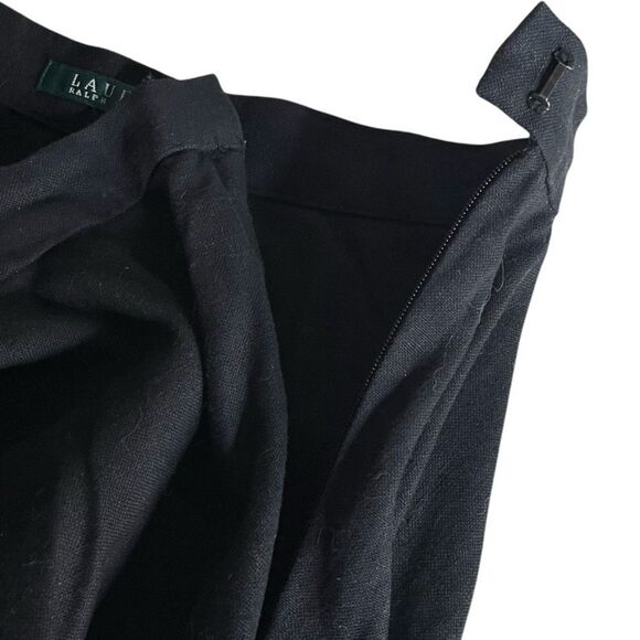 LAUREN RALPH LAUREN Black Midi Skirt Linen Blend Full Skirt Eyelet Womens Size 8 - Picture 6 of 9